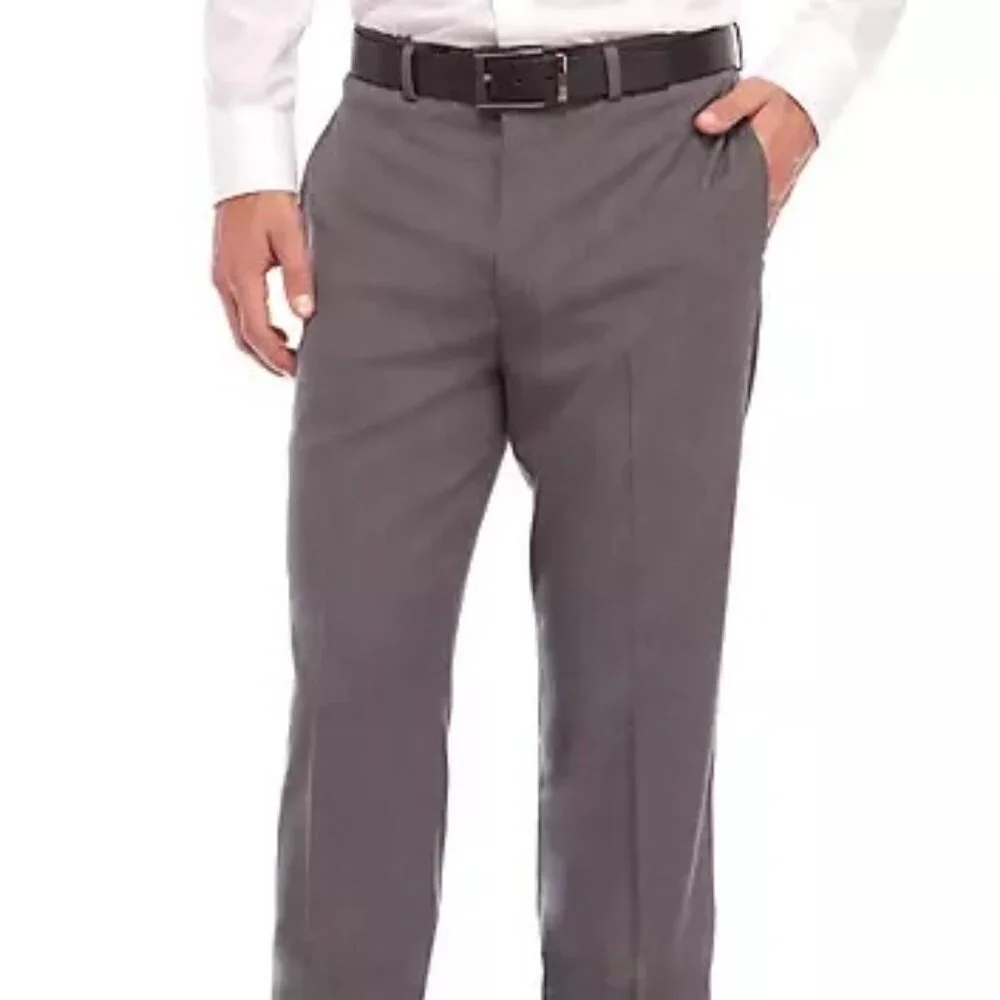 LAUREN Ralph Lauren Gray Trousers - Ultraflex Stretch Flat Front Pants